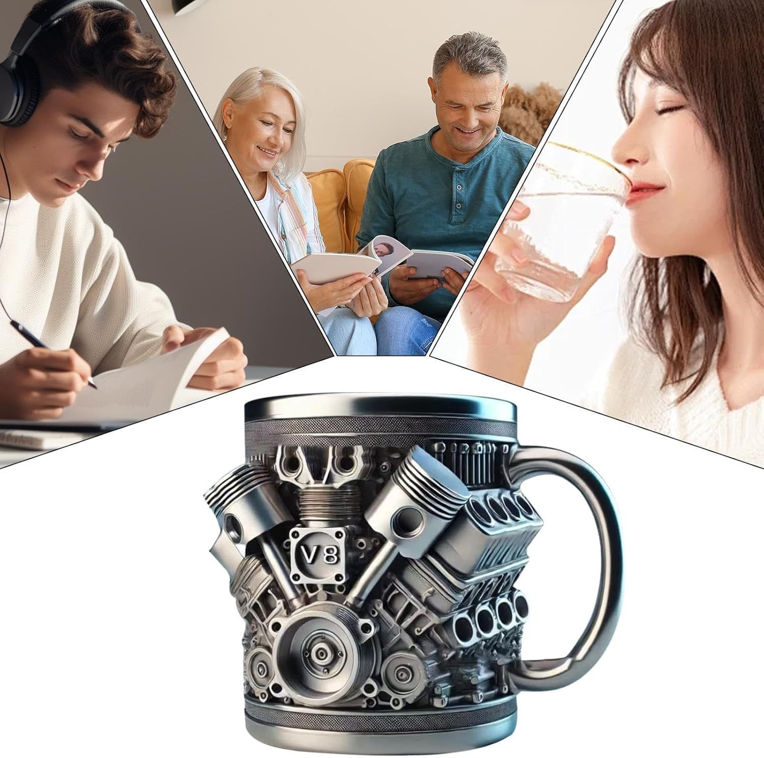 🔥Handcrafted 3D Coffee Cup – Inspired by V8 & V6 Engines