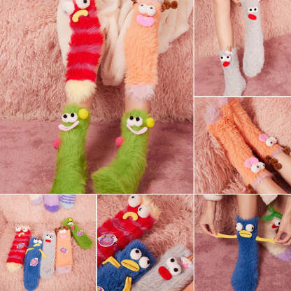 Coral Velvet Three-dimensional Quirky Socks