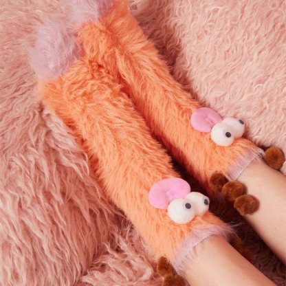 Coral Velvet Three-dimensional Quirky Socks