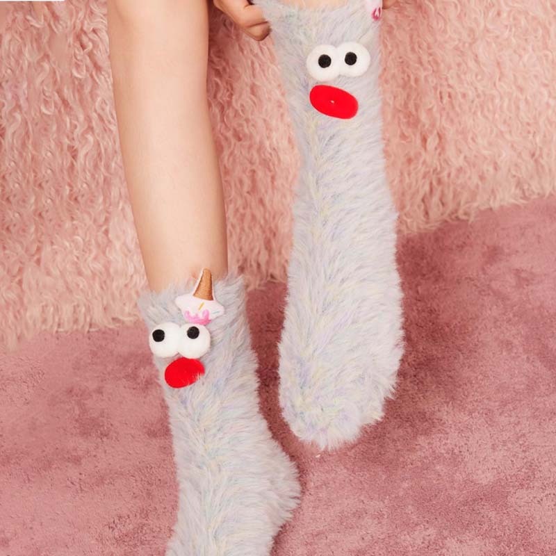 Coral Velvet Three-dimensional Quirky Socks