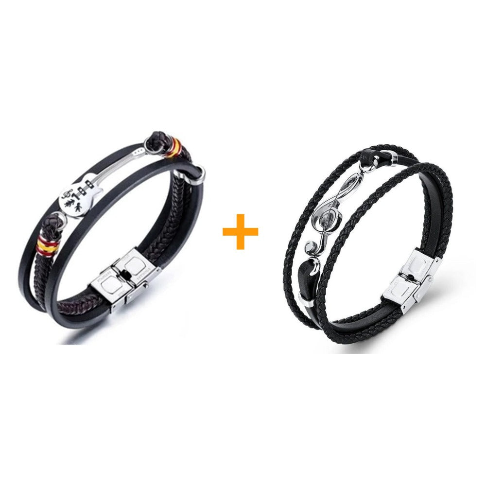 High-quality Leather Handmade Personalise Unique Bracelet Limited Edition(Guitar+Traditional guitar+ Beth+ Guitar Necklace+Music )