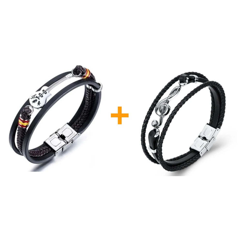 High-quality Leather Handmade Personalise Unique Bracelet Limited Edition(Guitar+Traditional guitar+ Beth+ Guitar Necklace+Music )