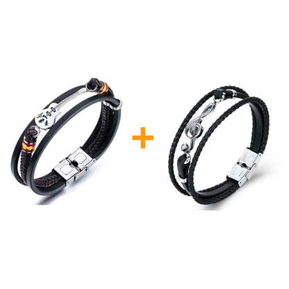 High-quality Leather Handmade Personalise Unique Bracelet Limited Edition(Guitar+Traditional guitar+ Beth+ Guitar Necklace+Music )