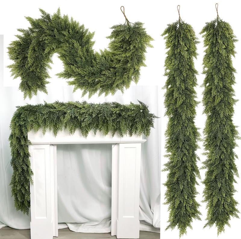 🎄Lush Artificial Cedar Garlands – Real Touch Winter Greenery