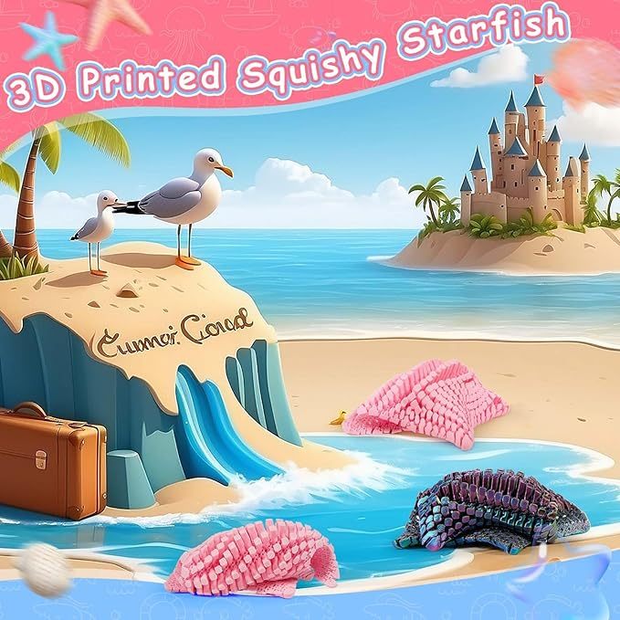 Stress Relief 3D Printed Starfish Toy and Ornaments