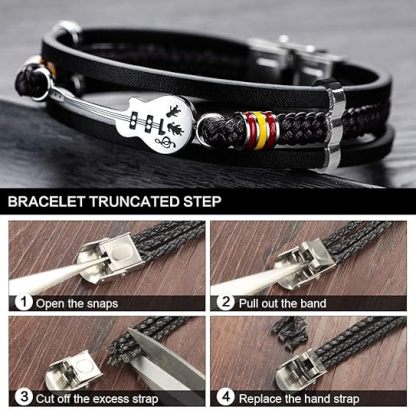 High-quality Leather Handmade Personalise Unique Bracelet Limited Edition(Guitar+Traditional guitar+ Beth+ Guitar Necklace+Music )