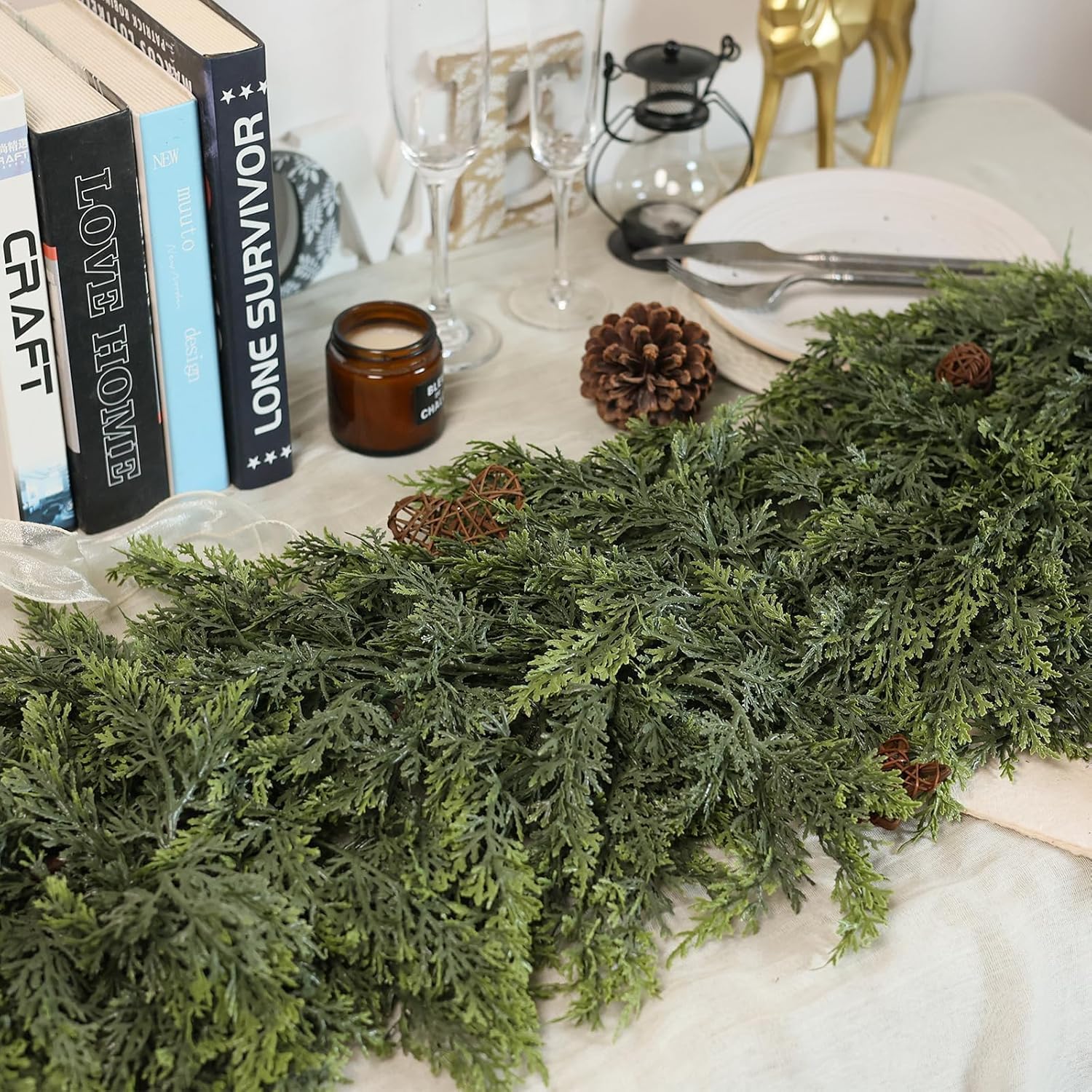 🎄Lush Artificial Cedar Garlands – Real Touch Winter Greenery