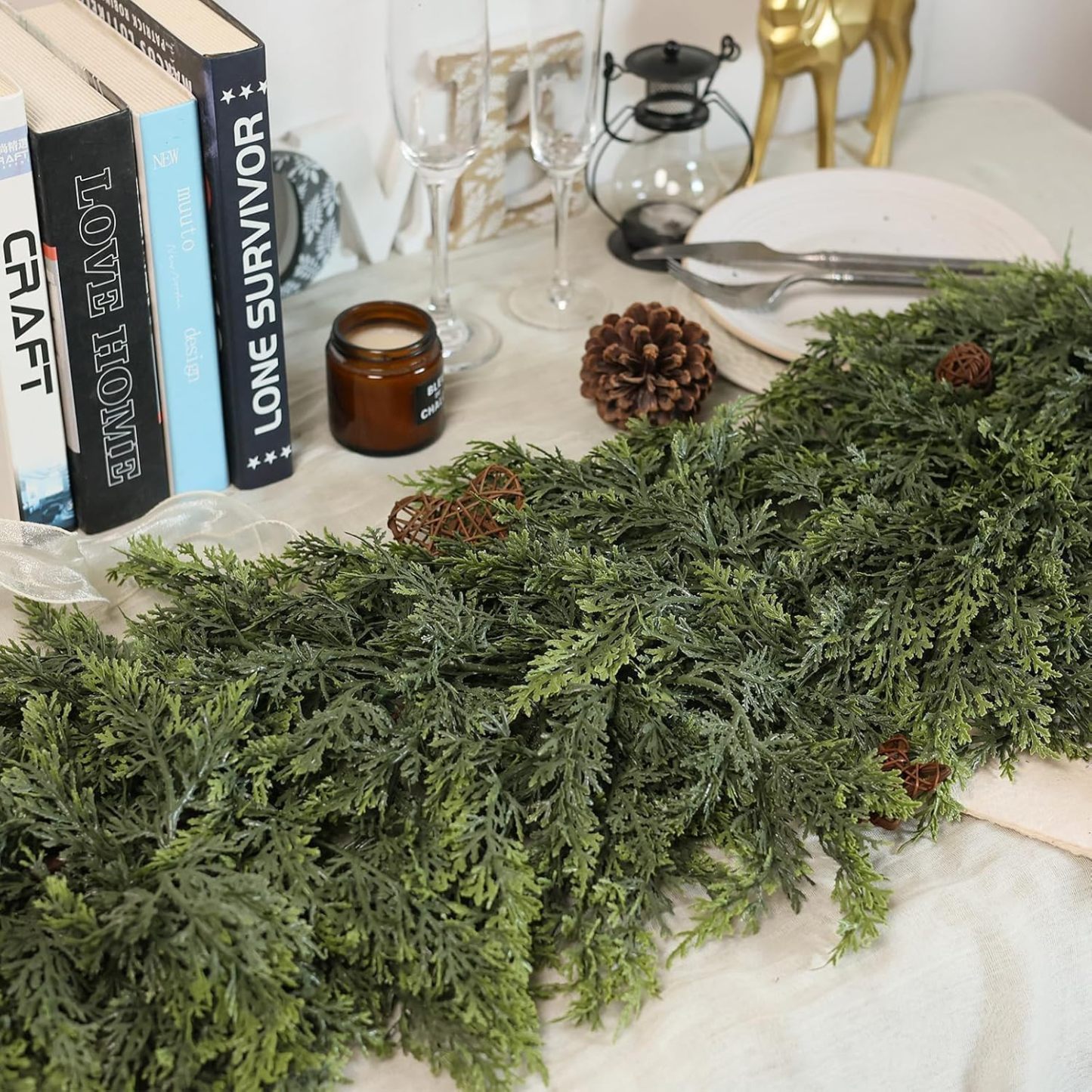 🎄Lush Artificial Cedar Garlands – Real Touch Winter Greenery