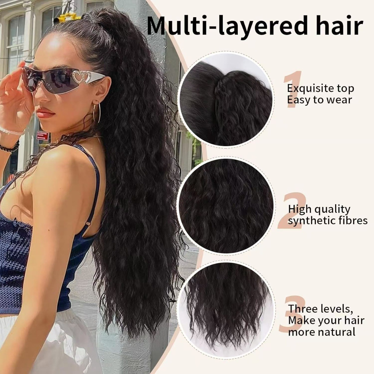 💜 LAST DAY PROMOTION - 50%OFF💜Curly Wavy Frizzy Hair Extension with Ponytail