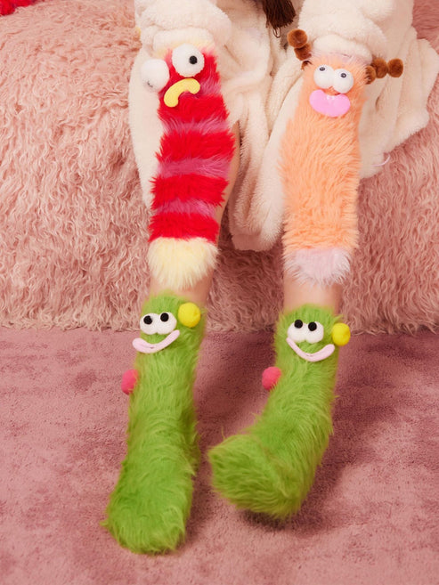 Coral Velvet Three-dimensional Quirky Socks