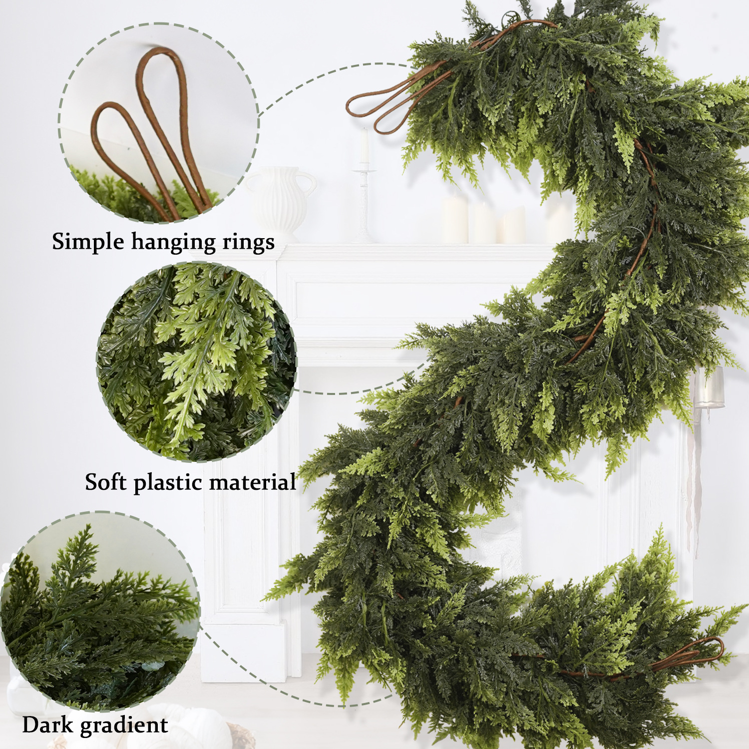 🎄Lush Artificial Cedar Garlands – Real Touch Winter Greenery