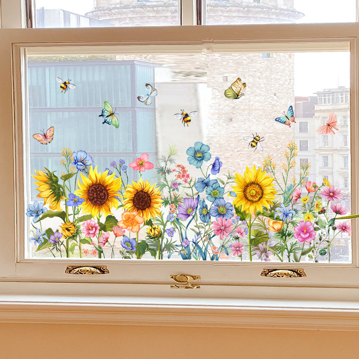 ✨LAST DAY: 50% OFF! - 💐Colorful Floral Bouquet Window Sticker🖼️(Cut to size freely)