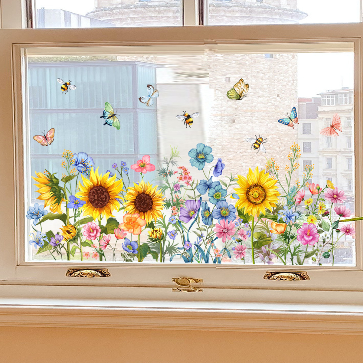✨LAST DAY: 50% OFF! - 💐Colorful Floral Bouquet Window Sticker🖼️(Cut to size freely)