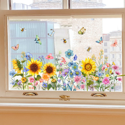 ✨LAST DAY: 50% OFF! - 💐Colorful Floral Bouquet Window Sticker🖼️(Cut to size freely)