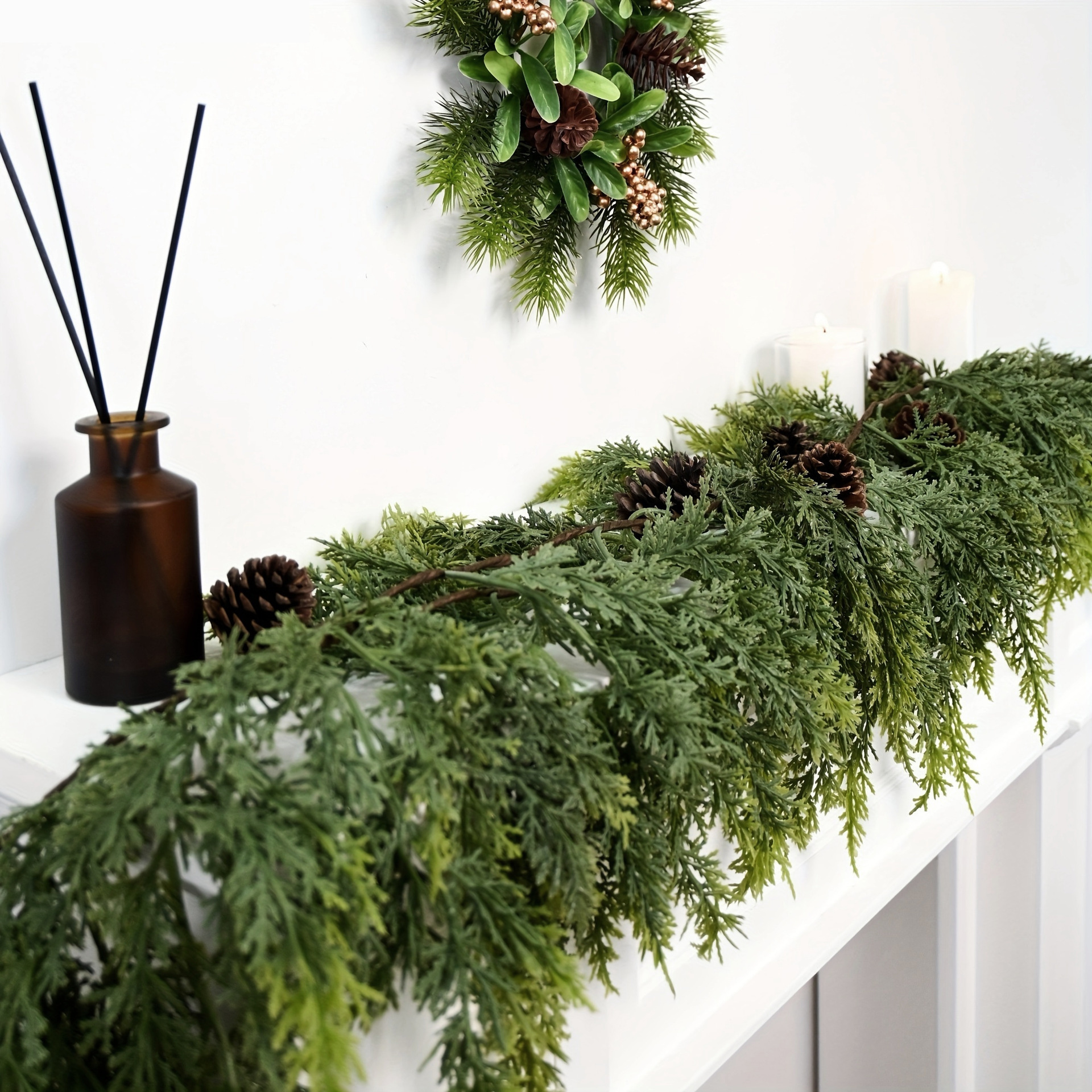 🎄Lush Artificial Cedar Garlands – Real Touch Winter Greenery