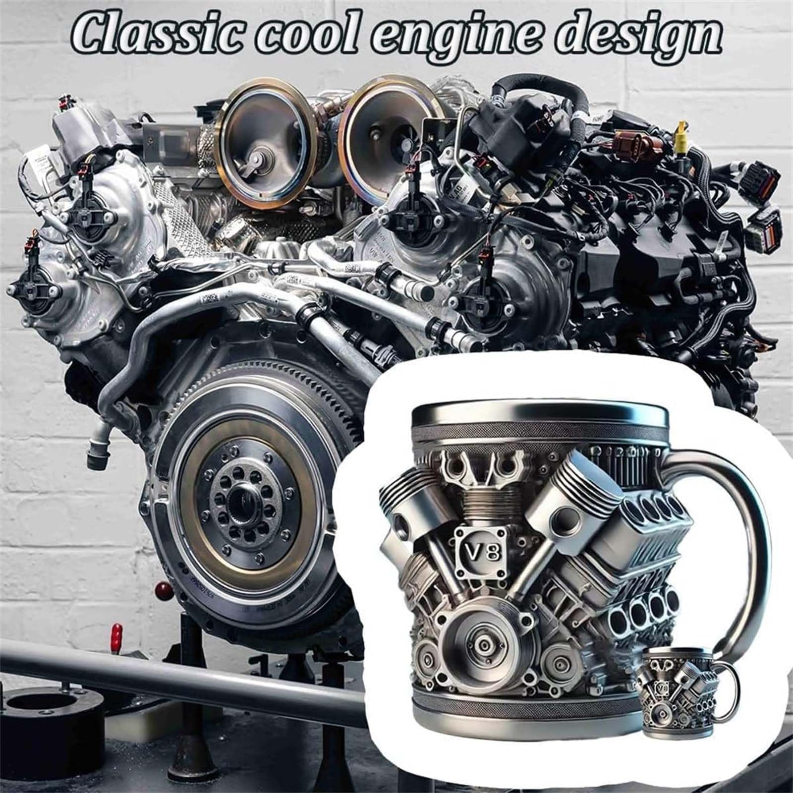 🔥Handcrafted 3D Coffee Cup – Inspired by V8 & V6 Engines