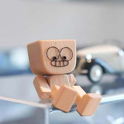 Charming Little Wooden Figure That Sways with 12PCS Magnetic Expressions
