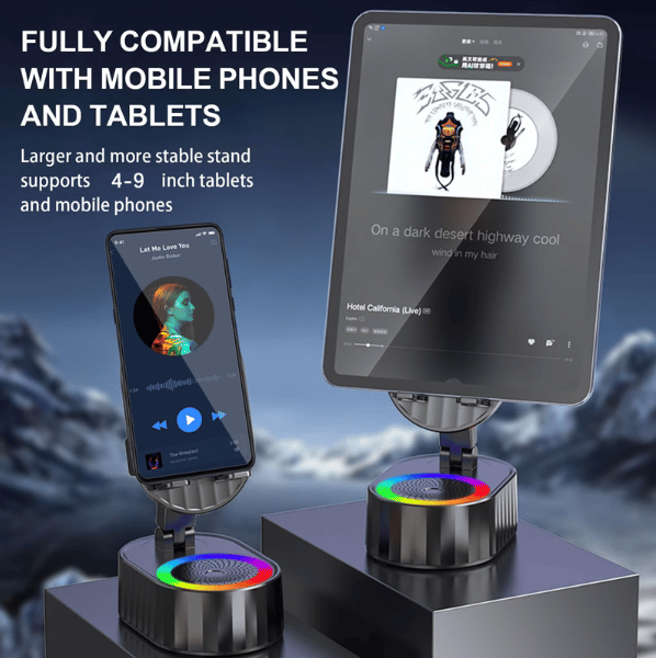 ⚡Flash Sale💥2025 Upgraded Cell Phone Stand with Induction Speaker/Power Bank/Atmosphere Light