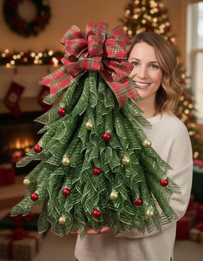 Handmade Christmas Tree Wreath for Front Door