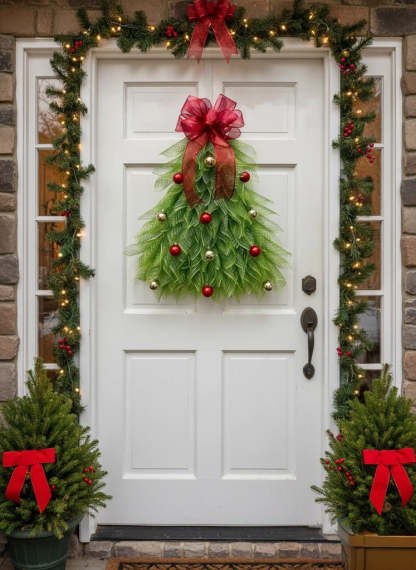 Handmade Christmas Tree Wreath for Front Door