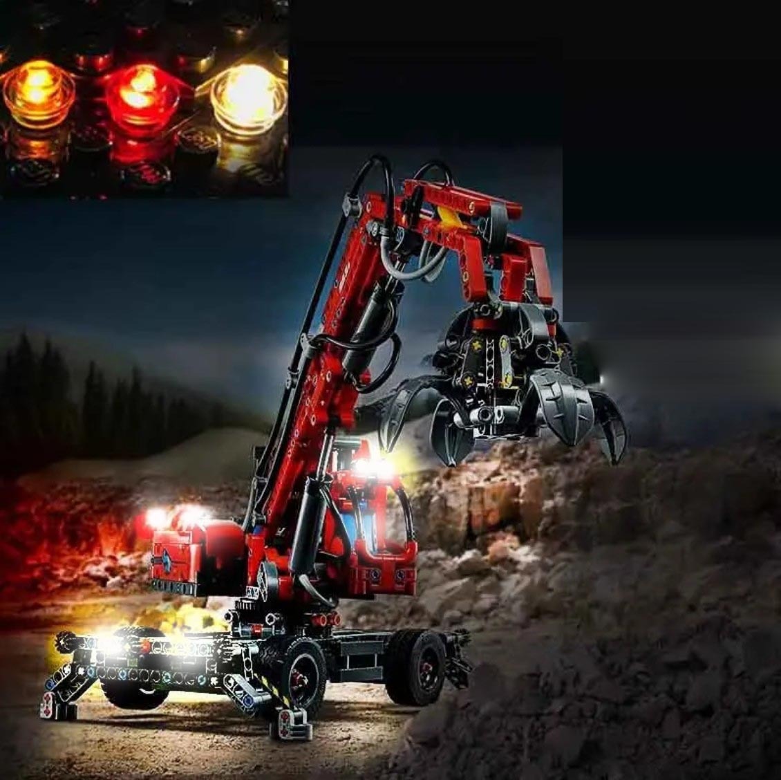 USB Lights Set for Lego 42144 Technic Material Handler Crane