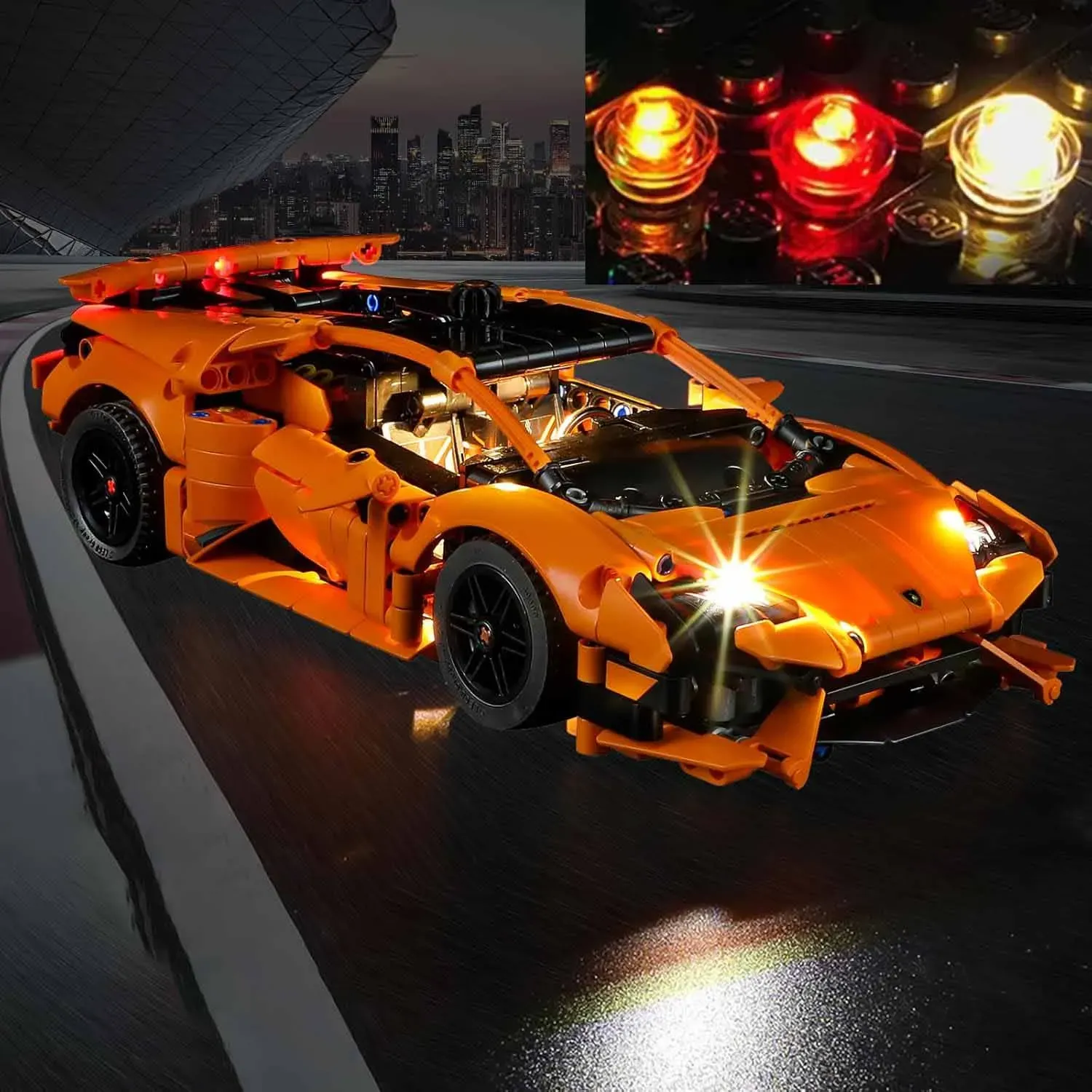 USB Lights Set for Lego 42196  Technic Lamborghini Huracán Tecnica Orange 