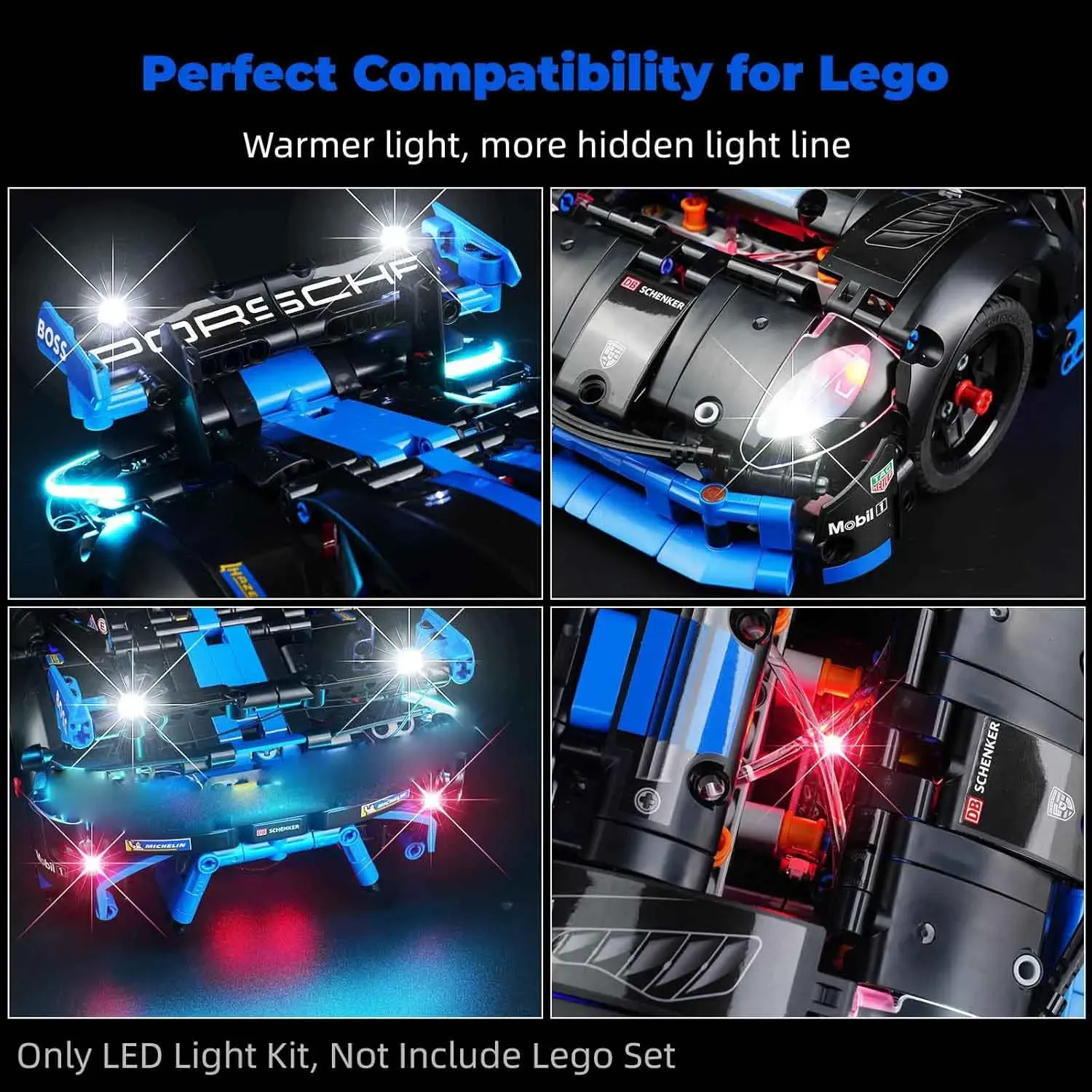 USB Lights Set for Lego 42176 Technic Porsche GT4 e-Performance Race Car