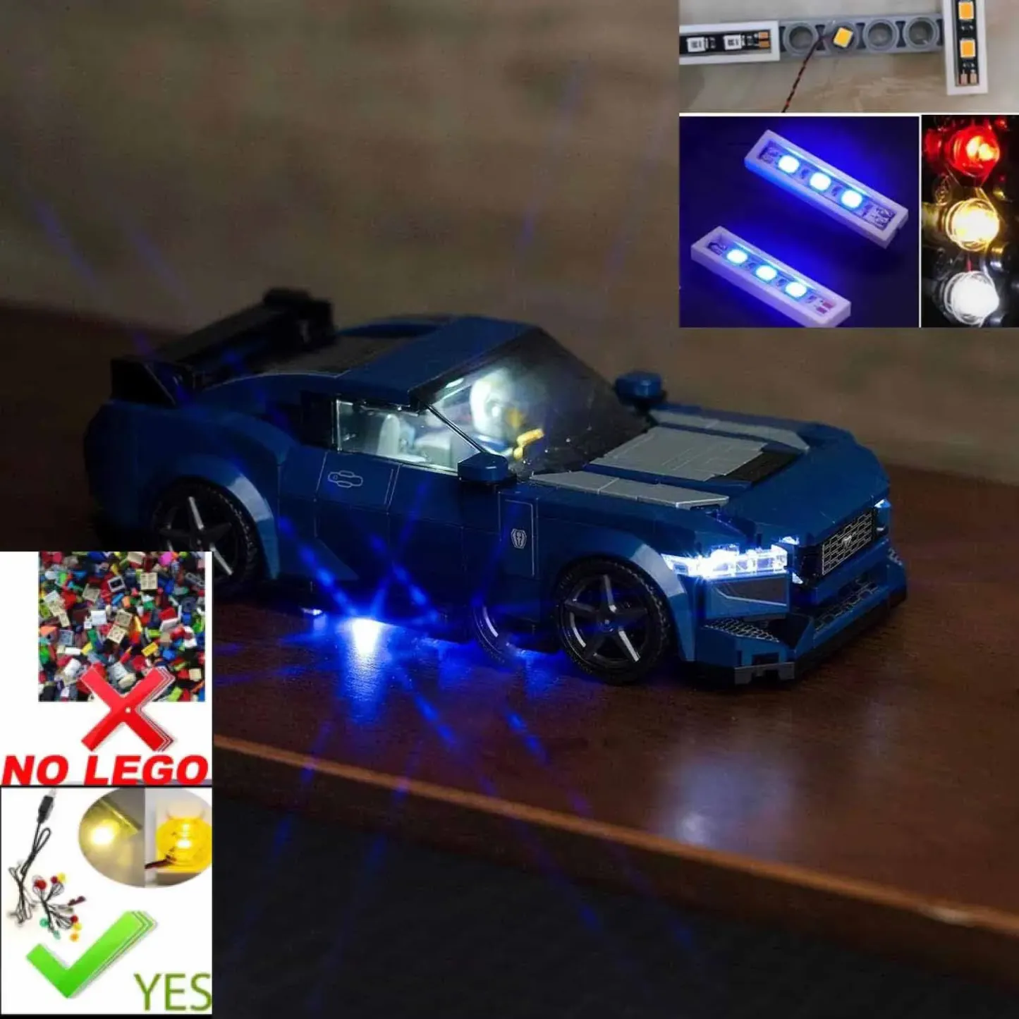 USB Lights Set for Lego 76920 Speed Champions Ford Mustang Dark Horse Sports Car