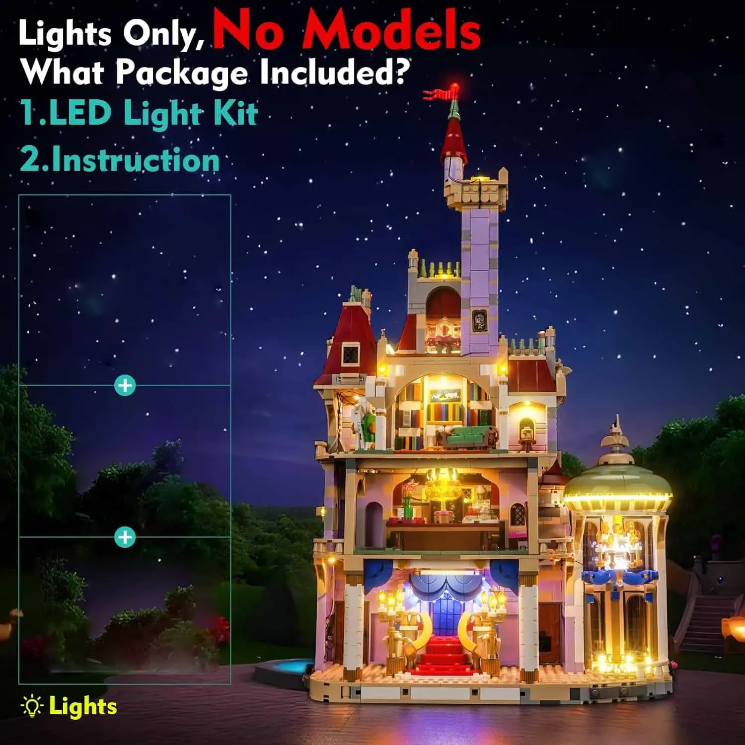 USB Lights Set for Lego 43263 Beauty and The Beast Castle