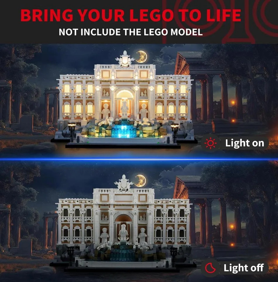 USB Light Kit for Lego 21062 Trevi Fountain Architecture
