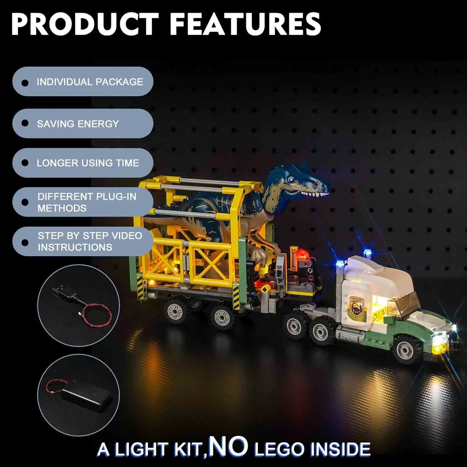 USB Lights Set for Lego 76966 Allosaurus Transport Truck