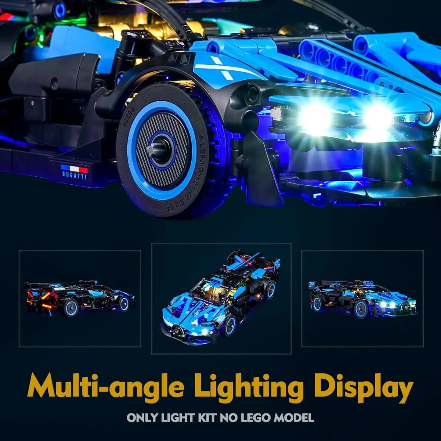 USB Light Kit for Lego 42162 Bugatti Bolide Agile Blue