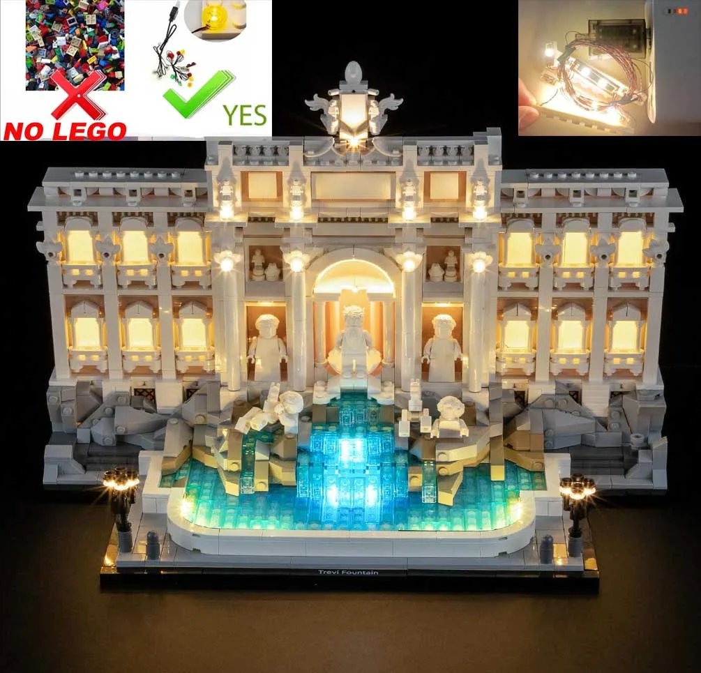 USB Light Kit for Lego 21062 Trevi Fountain Architecture