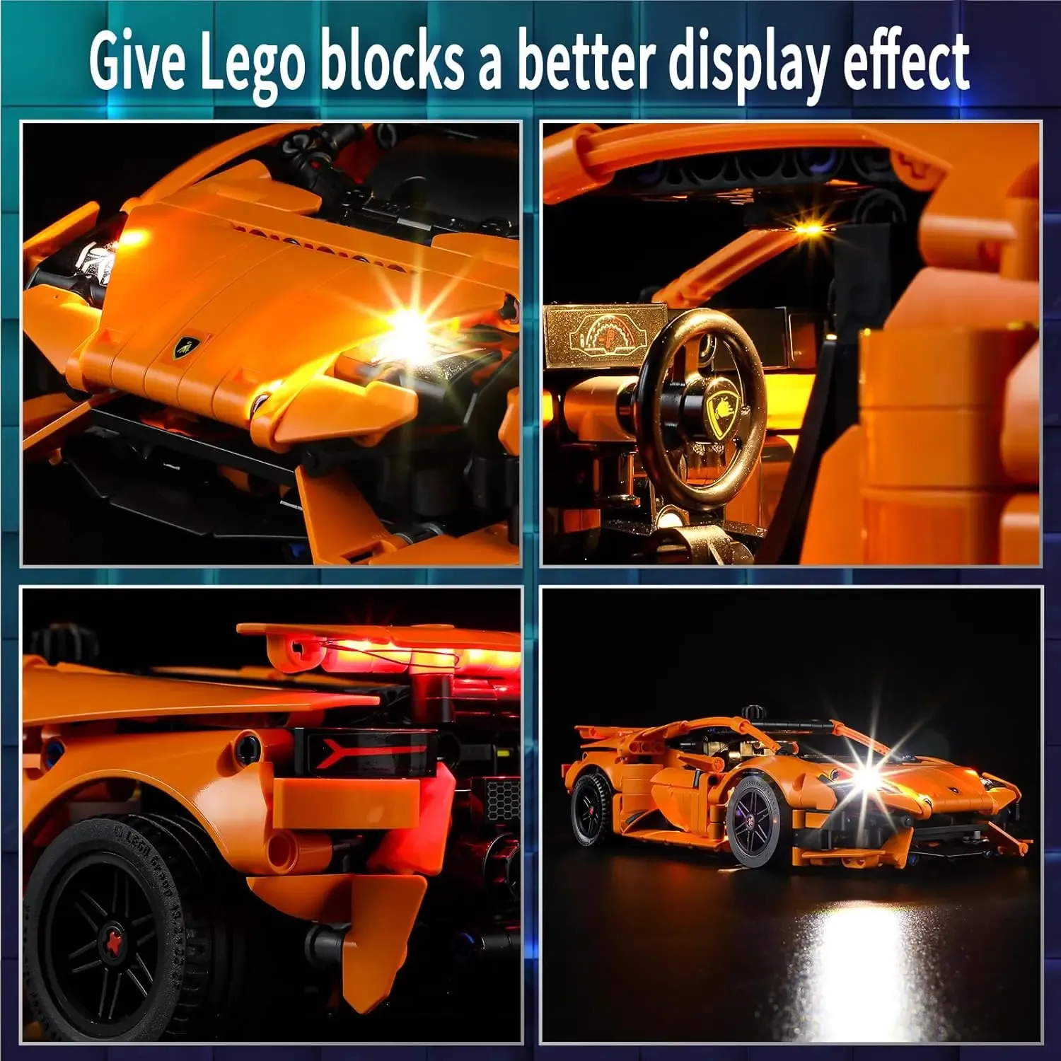 USB Lights Set for Lego 42196  Technic Lamborghini Huracán Tecnica Orange 