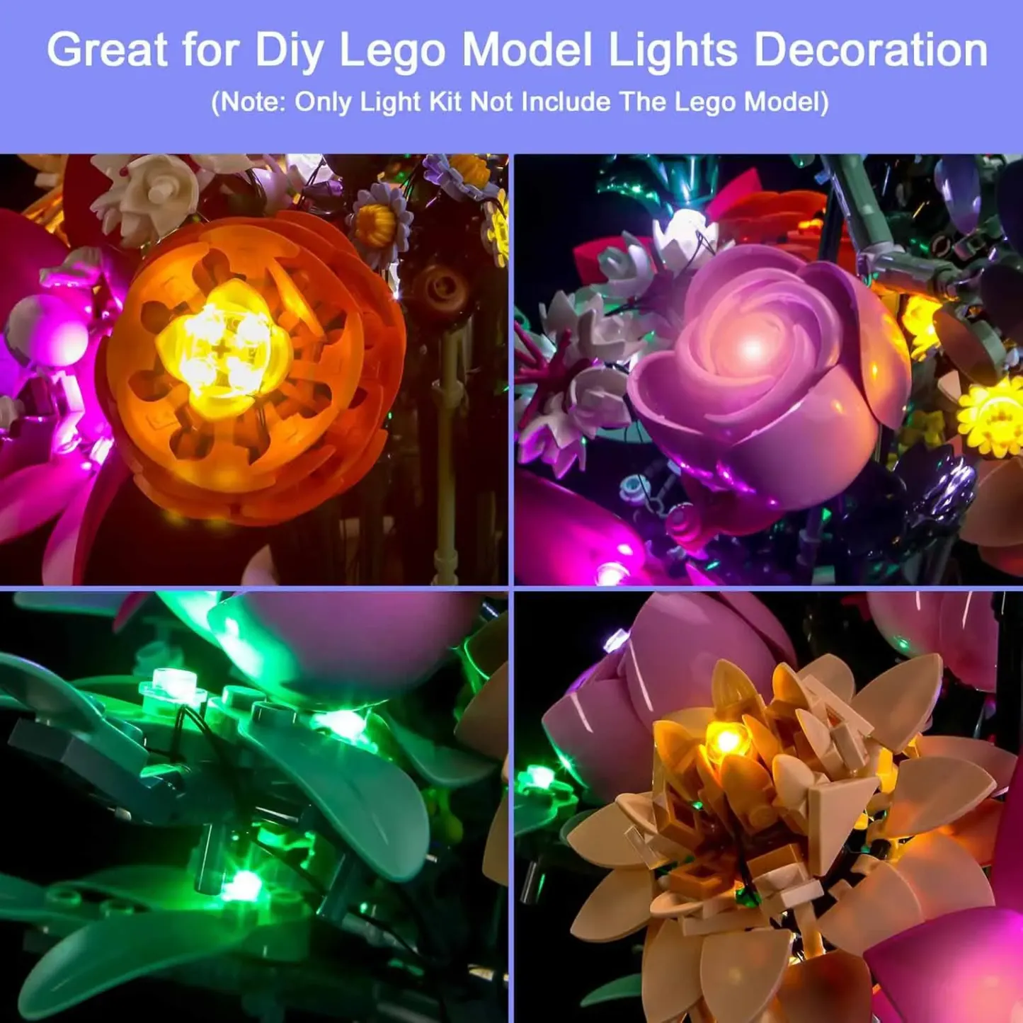 USB Lights Set for Lego 10342 Botanicals Pretty Pink Flower Bouquet