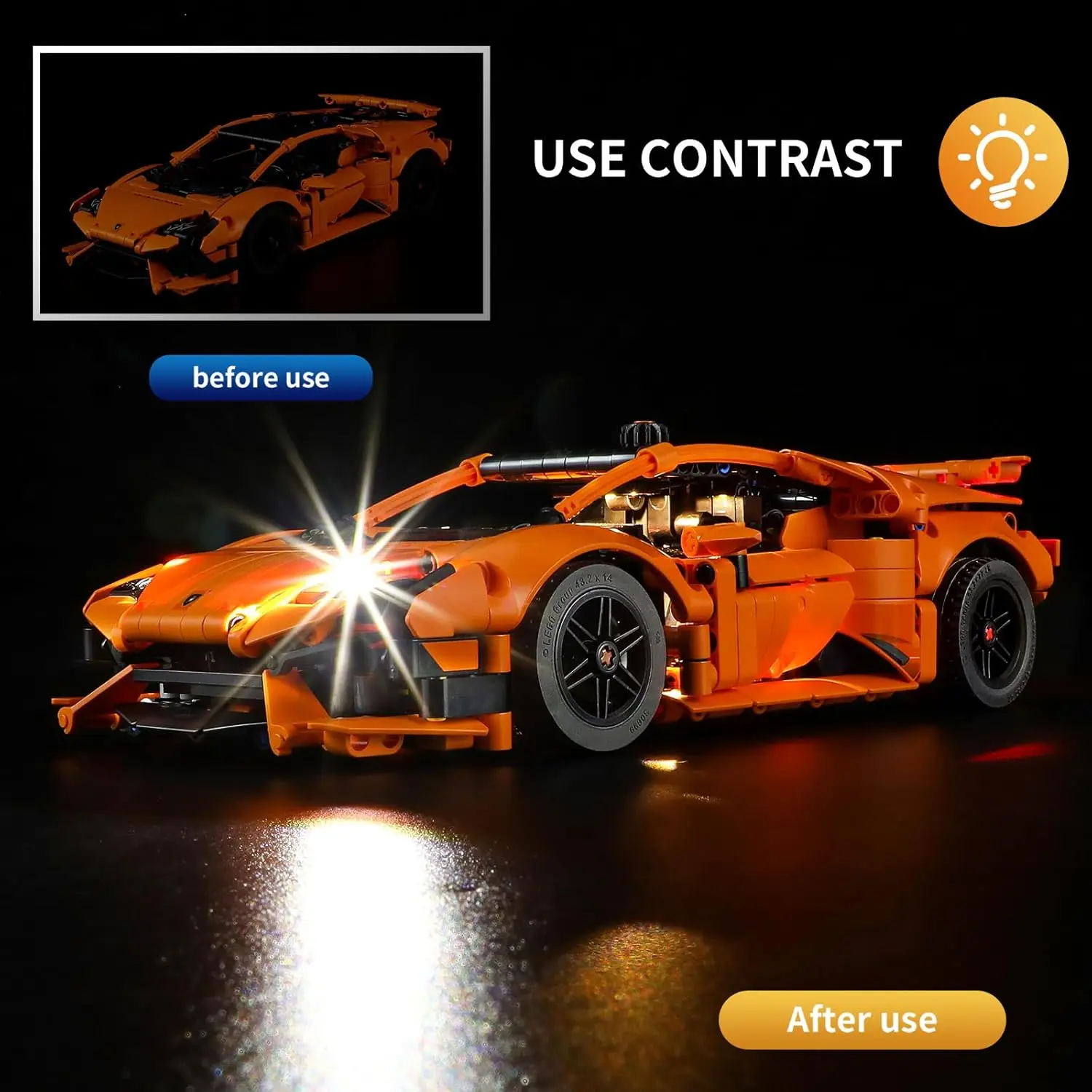 USB Lights Set for Lego 42196  Technic Lamborghini Huracán Tecnica Orange 