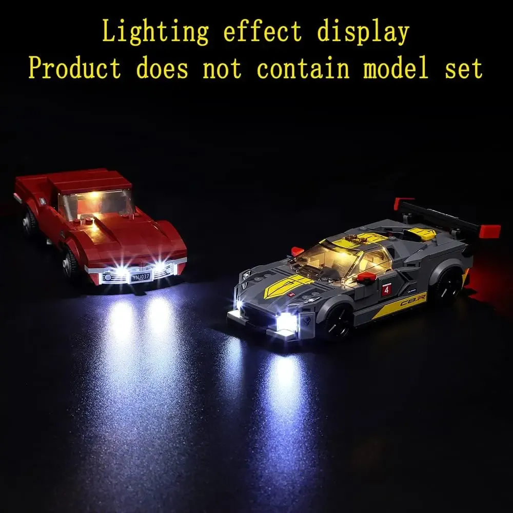 USB Light Kit for Lego 76903 1969 Chevrolet Corvette & C8.R Race Car