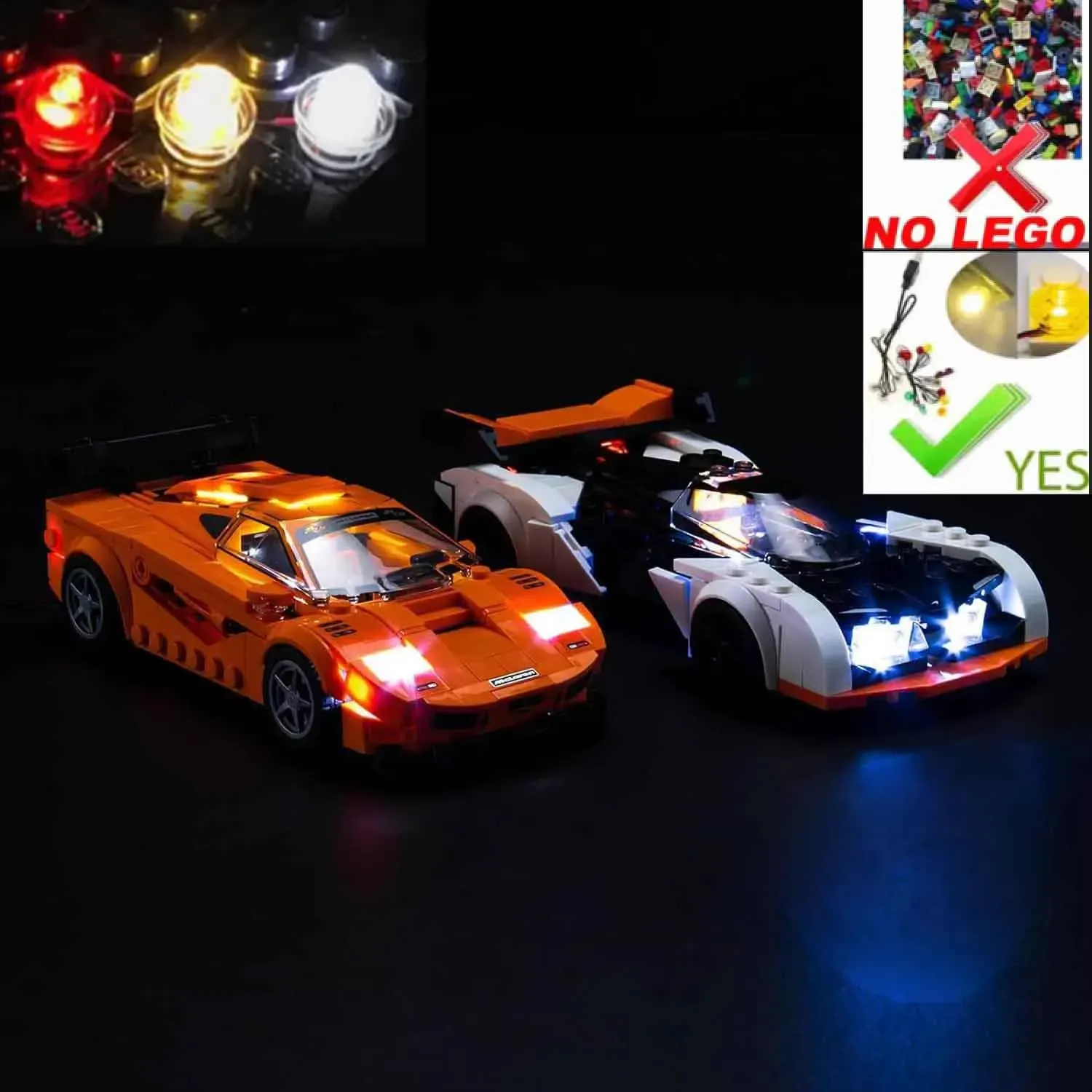 USB Light Kit for Lego 76918 Speed Champions Mc-Laren Solus GT & F1 LM
