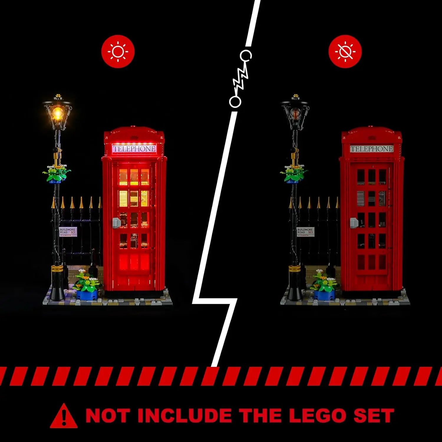 USB Lights Set for Lego 21347 Ideas Red London Telephone Box