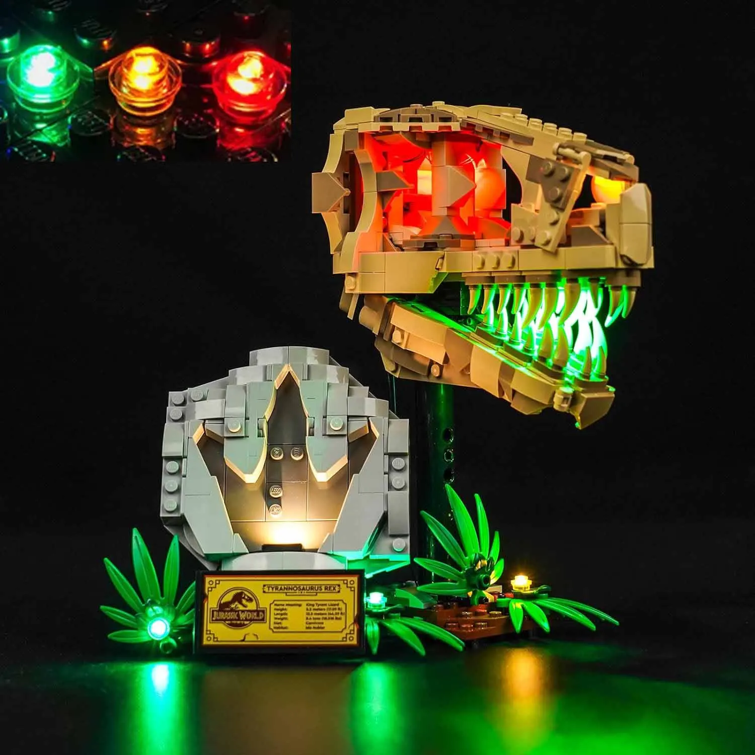 USB Light Kit for  Lego 76964 Jurassic World Dinosaur Fossils: T. rex Skull