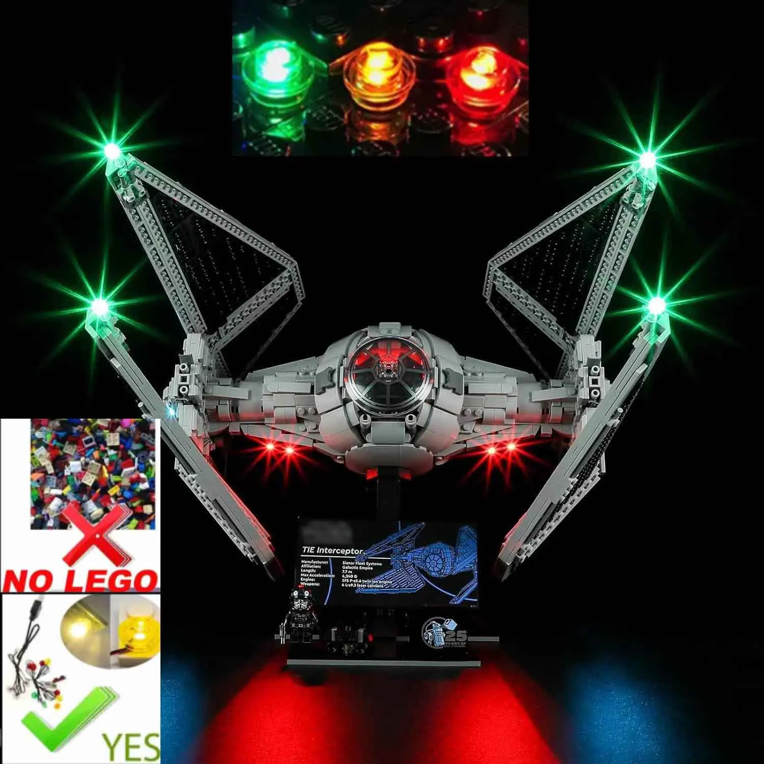 USB Lights Set for Lego 75382 UCS TIE Interceptor
