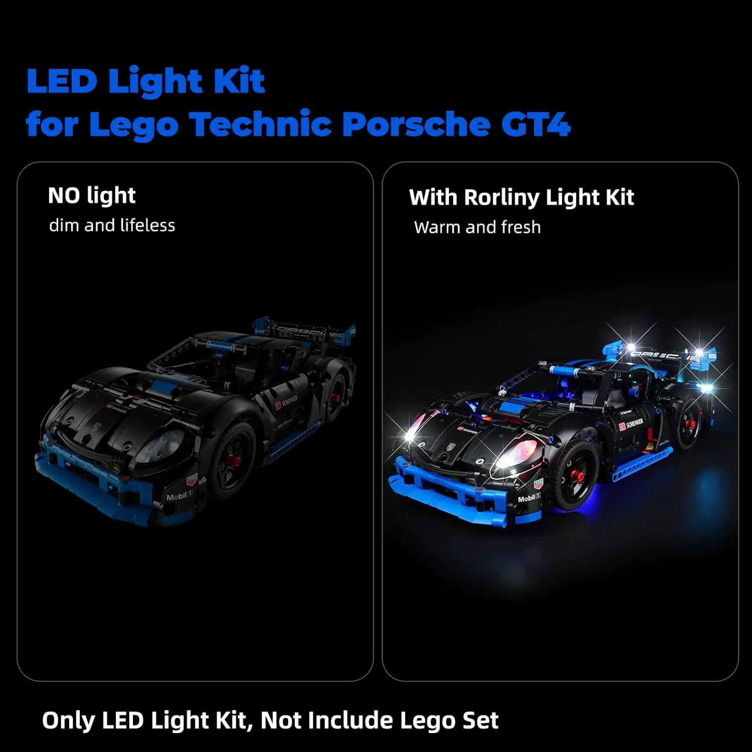 USB Lights Set for Lego 42176 Technic Porsche GT4 e-Performance Race Car