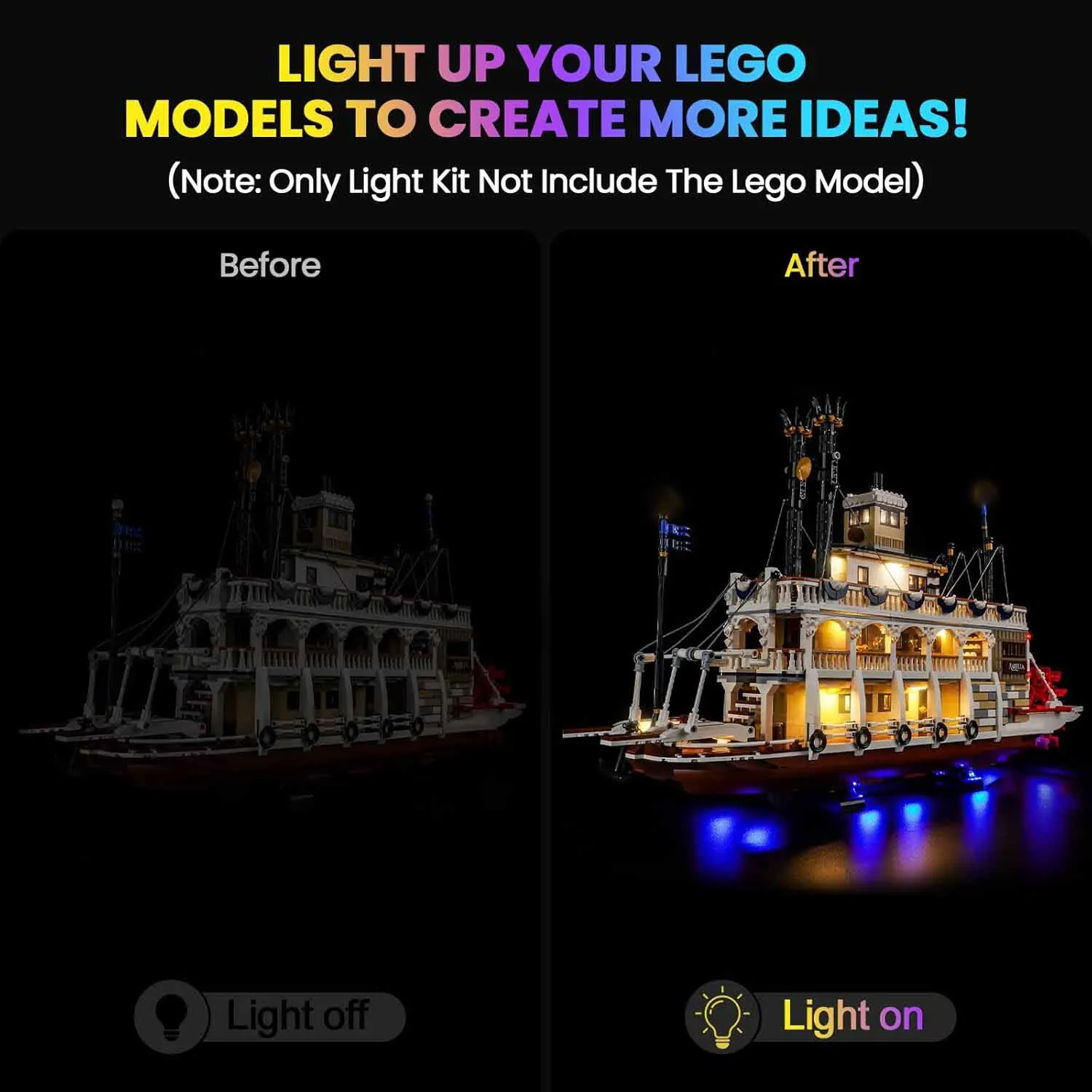 USB Lights Set for Lego 21356 River Steamboat