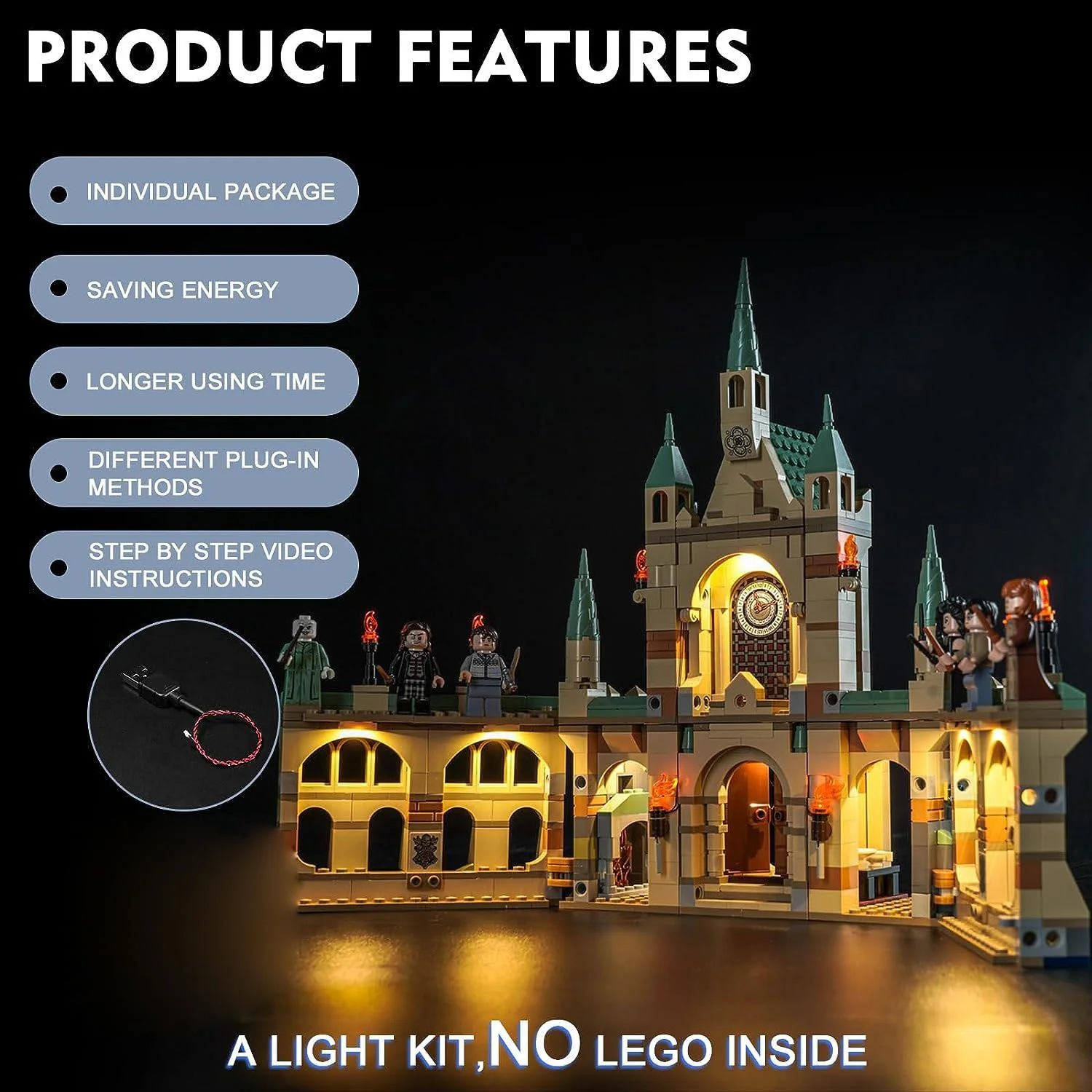 USB Light Kit for LEGO 76415 The Battle of Hogwarts