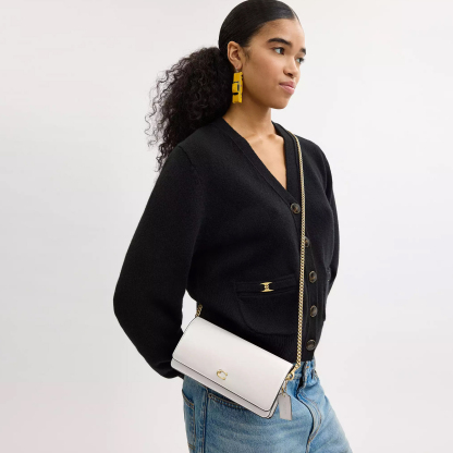 Evie Long Wallet With Chain Brass/Chalk