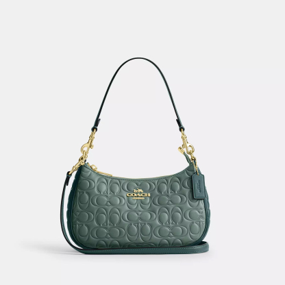 Teri Shoulder Bag In Blocked Signature Leather