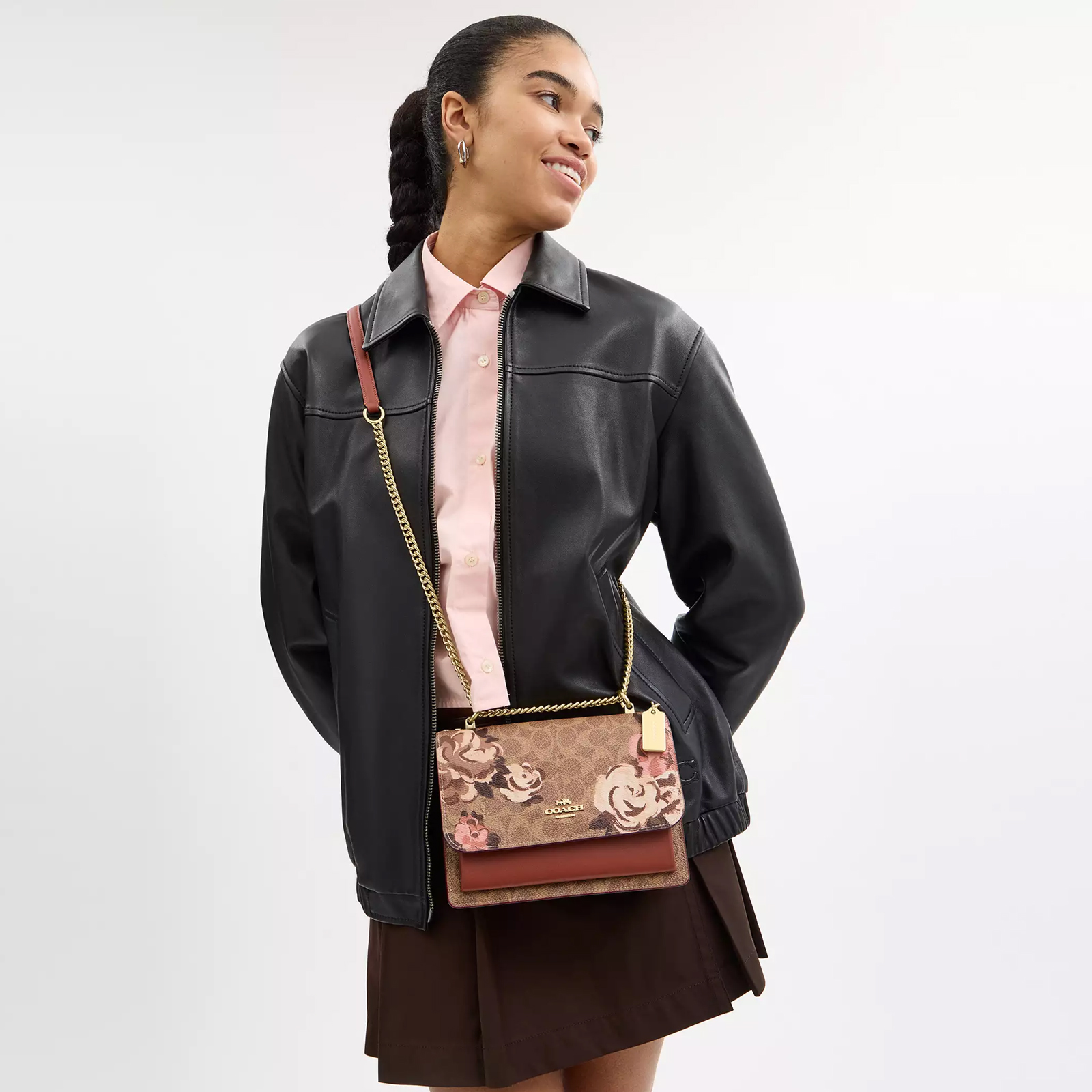 Klare Crossbody Bag In Signature Canvas With Rose Print