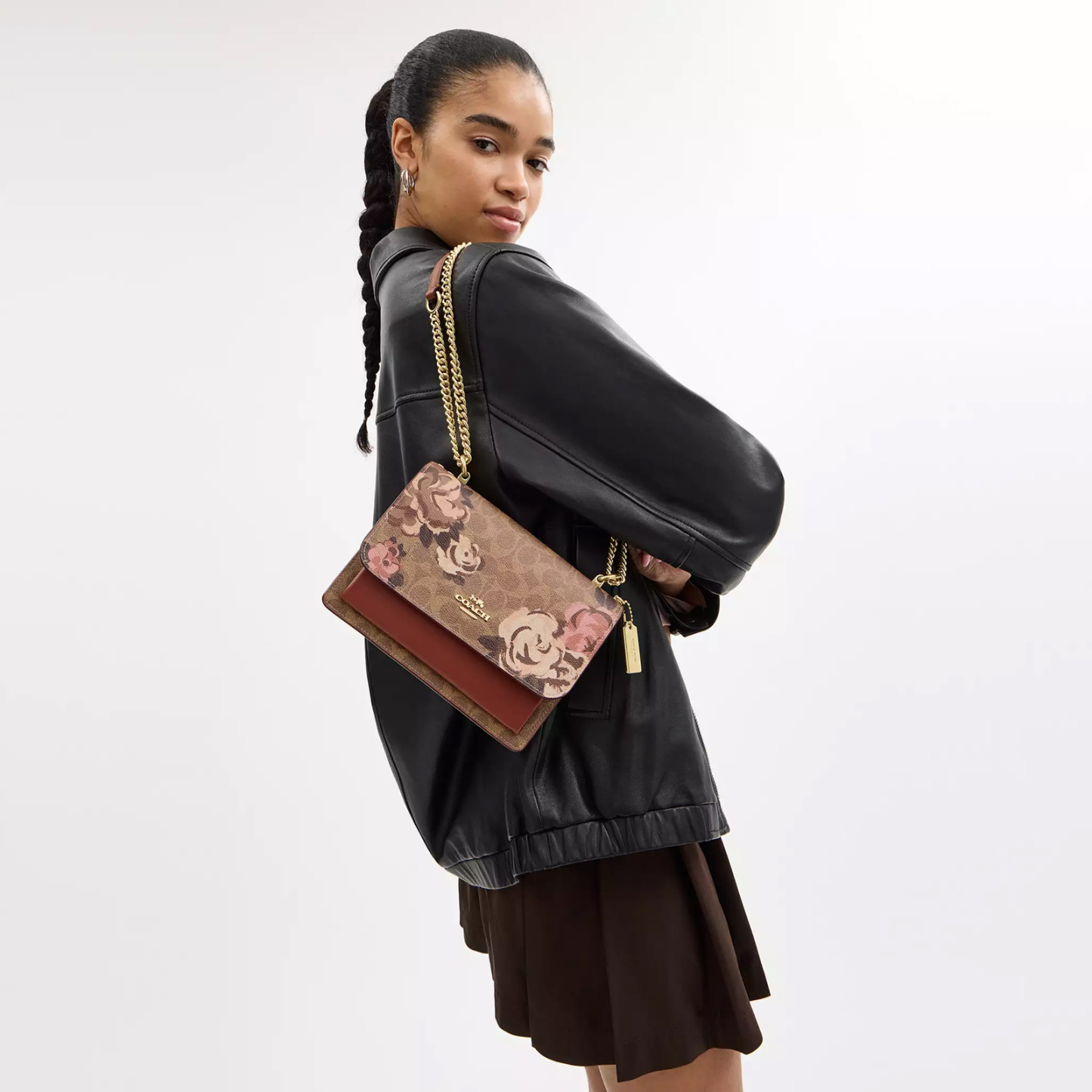 Klare Crossbody Bag In Signature Canvas With Rose Print