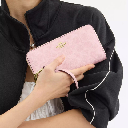 Long Zip Around Wallet In Signature Canvas