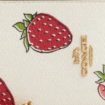 Zip Card Case With Strawberry Print
